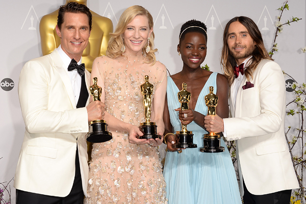 Matthew McConaughey, Cate Blanchett, Lupita Nyong'o y Jared Leto con sus Oscar 2014
