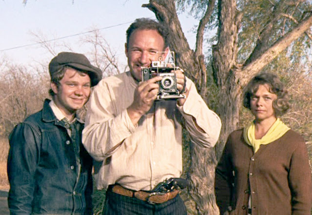 Michael J. Pollard, Gene Hackman y Estelle Parsons en Bonnie y Clyde